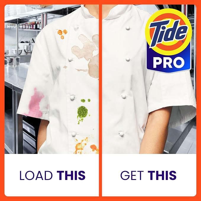 Tide PRO Laundry Detergent Liquid Bulk, Removes Hotel, Restaurant, and Healthcare Stains in One Wash, Commercial Use, 129 loads, 170 fl oz (Case of 4)