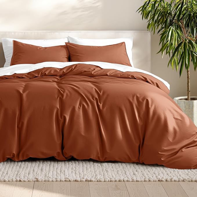 Bare Home Bedding Duvet Cover California King Size - Premium 1800 Super Soft Collection - Lightweight, Cooling - Soft Breathable Bedding Duvet Cover (Cal King, Terracotta)