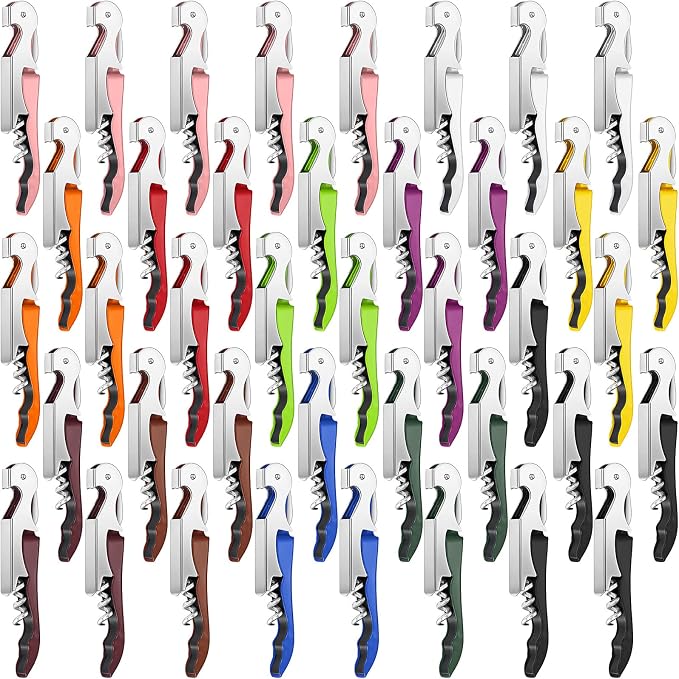 Honoson 40 Pieces Wine Opener Bulk Corkscrew Bottle Wine Key Opener Waiter Metal Heavy Beer Corkscrew Serrated Foil Cutter Key for Servers Home Restaurants Bars Waiter Bartenders (Bright Colors)