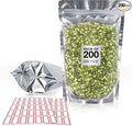 BELLE KR® 7x10 Quart Mylar Bags for Food Storage - Pack Of 200-7.5mil Thick - Gusseted Bottom - Clear Mylar Bags with See Through Window for Freeze Drying food - Labels Included