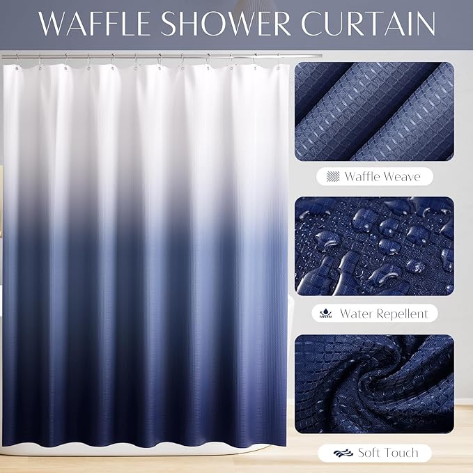 Bathroom Sets with Shower Curtain and Rugs Bathroom Accessories Set Navy Blue Bathroom Set,Soap Dispenser & Toilet Brush Holder Set with Stainless Steel Trash Can(23 PCS)