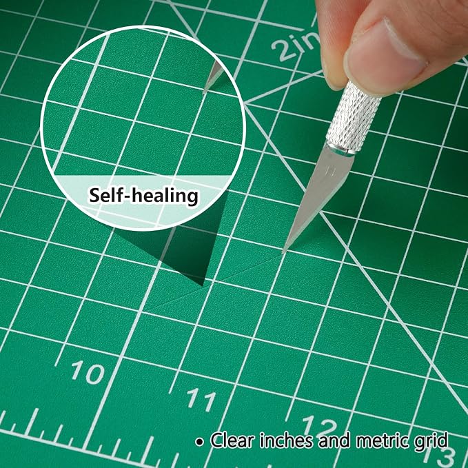 Worklion Self Healing Craft Mat: 18"x12" Rotary Cutting Mat for Sewing,Quilting,Leather,Craft,Fabric,Model,Art,Clay,5-layer 2-sided Cutting Mat, green and black