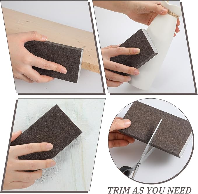 Gisafai 24 Pcs Dual Angle Sanding Sponge Bulk, 80/120 Grit Double Sided Reusable Washable Sponge Sandpaper Block for Drywall, Wood, Metal, Glass, Med/fine