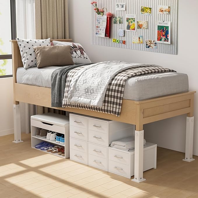 BOLUO Stackable Storage Drawers Narrow Closet Organizers and Storage Fabric White 2 Drawer Dresser for Bedroom 2 Packs Modern