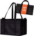 Insulated Food Bag, Portable Cooler Tote (Large, Black, 1 Pack) | Thermal bag, For cold and hot food, Soft sided cooler, Heavy duty 5-layered tote, Grocery shopping, Beach or travel bag
