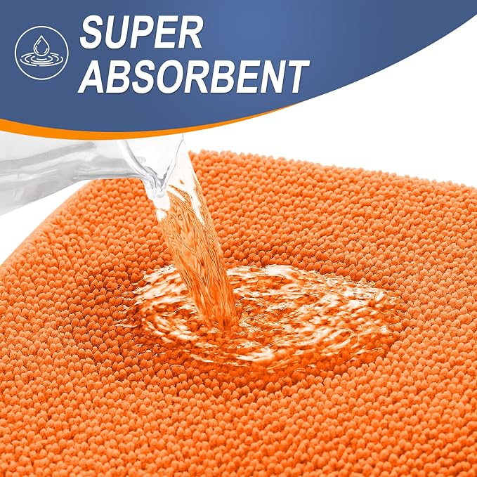 OLANLY Thick Memory Foam Bathroom Rugs 36x24, Absorbent Bath Mat, Orange | Soft Quick Dry Bath Rugs Mats, Non-Slip, Machine Washable Carpet for Bathroom Floor, Tub and Shower, Home Decor Accessories