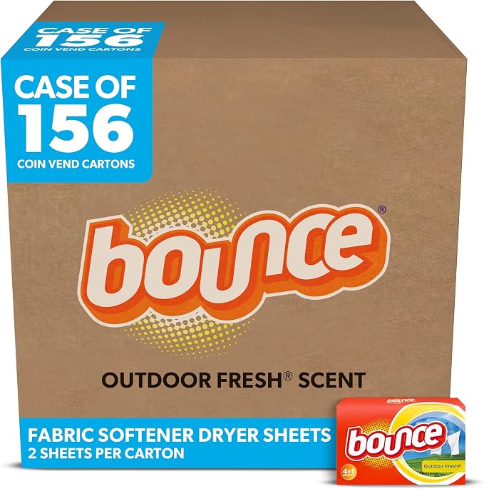 Bounce Fabric Softener Dryer Sheets for Vending Machines, Bulk Single Load Coin Vend Cartons, Outdoor Fresh Scent, 2 sheets (Case of 156)