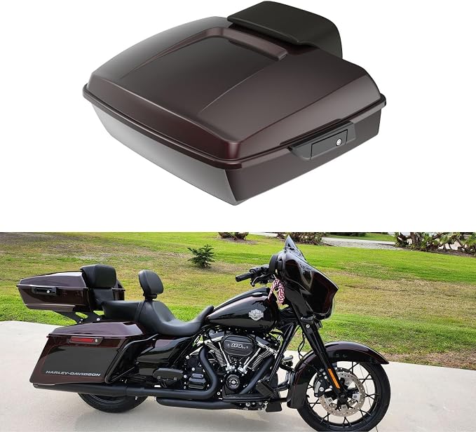 Advanblack Road Glide Tour Trunk Pack Midnight Crimson Chopped Tour Trunk Pack Backrest Pad for '97-'25 Harley Touring Road King Street Glide Electra Glide CVO models