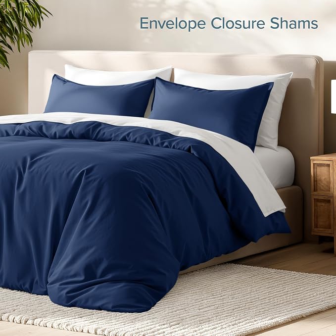 Bare Home Bedding Duvet Cover Extra Long Size - Premium 1800 Super Soft - Lightweight, Cooling Duvet Cover - Soft Breathable Bedding (Twin/Twin XL, Dark Blue)