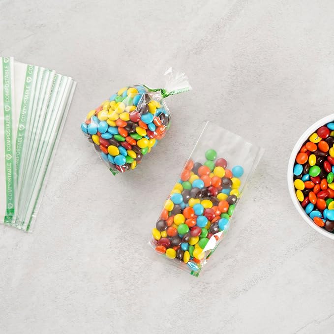Restaurantware Clear Cellophane Bags 100 Count 2.01 x 1.02 x 5 Inches Heat Sealable Plastic Bags, High Clarity Gusset Bags Food Safe Packaging Clear
