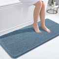 OLANLY Bathroom Runner Rugs 47x20, Soft Absorbent Chenille Bath Rugs, Rubber Backing Quick Dry, Machine Washable Long Bath Mats for Bathroom Floor, Tub and Shower, Home Decor Accessories, Airy Blue