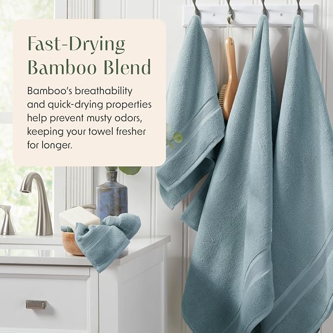 Luxury Bamboo Rayon Oversized Bath Towel Set | 2-Pack | Ultra Soft | Aegean | 35% Bamboo Rayon - 65% Zero Twist Cotton | Absorbent Quick-Dry Towels for Bathroom | Ultra Soft | OEKO-TEX Standard 100