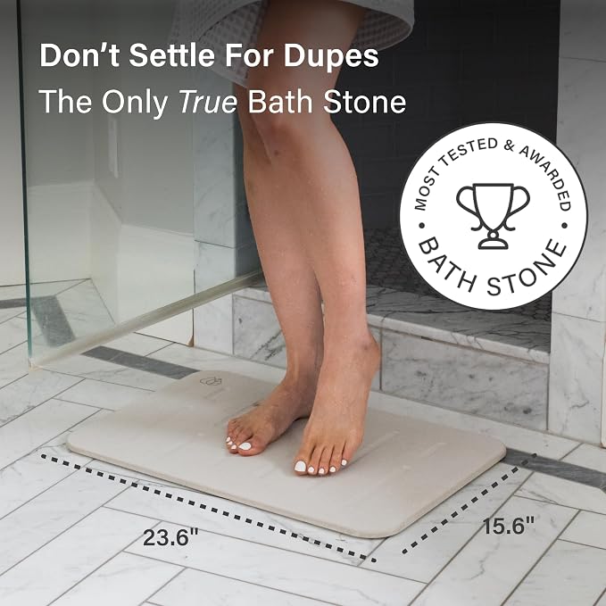 Dorai Home Stone Bath Mat Set - Premium Diatomaceous Earth Bath Floor Mats with Non-Slip Base, Fast-Drying Modern Shower Mat for Bathroom | Rain Sandstone, 2 Pack - 23.6"x15.4"