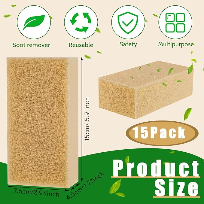 Tessco for you 15 Pcs Reusable Soot Eraser Sponge for Dry Cleaning - Effective Soot Remover for Pet Hair, Dust, and Dirt on Painted Walls, Books, and Car Interiors