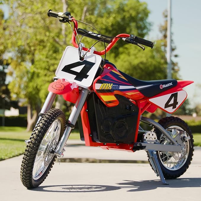 Razor MX500 Dirt Rocket Bike Electric Ride-On for Teens Ages 14+, 175 Pounds Max Weight, Red – 36-Volt Battery, up to 15 Mph, 40-Minute Run Time, Twist-Grip Throttle, Pneumatic Tires