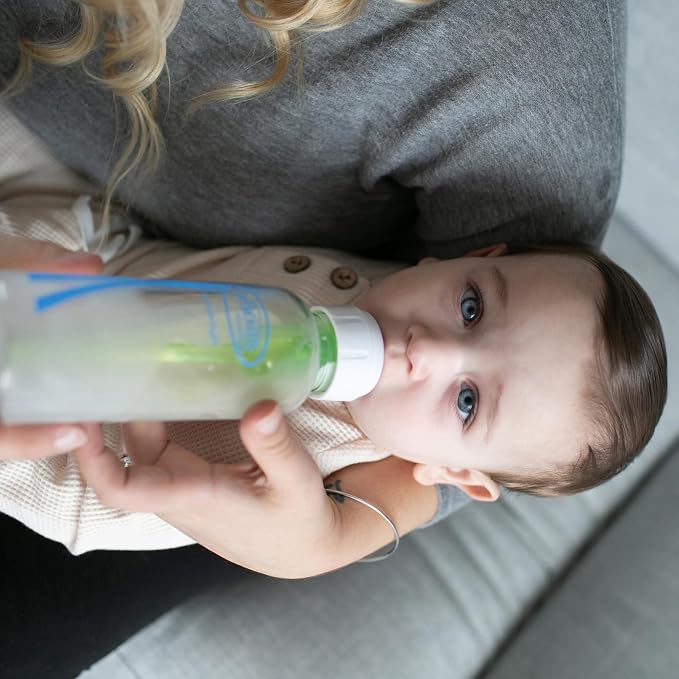 Dr. Brown's Anti-Colic Options+ Narrow Glass Baby Bottle with Level 1 Slow Flow Nipple, BPA-Free, 8 oz/250 mL, 0m+, 2-Pack (Packaging May Vary)