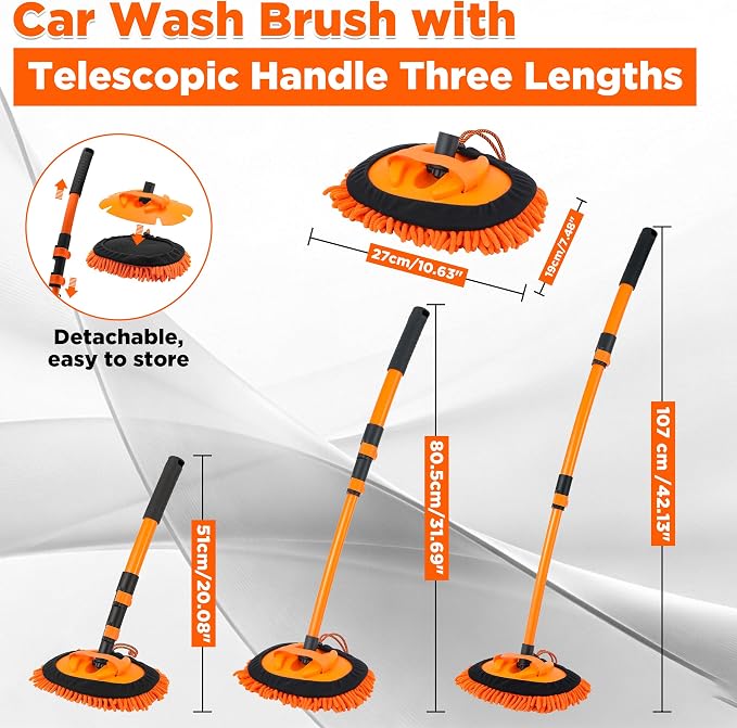 Tool Daily Short Pressure Washer Gun with Foam Cannon, 15° Curved Car Wash Brush with Long Handle, 5 Nozzle Tips, 1/4” Quick Connect