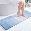 OLANLY Bathroom Runner Rugs Mat 47x17, Extra Soft Absorbent Microfiber Bath Rugs, Rubber Backing, Quick Dry, Washable Long Bath Mats for Bathroom, Tub and Shower, Home Decor Accessories, Light Blue