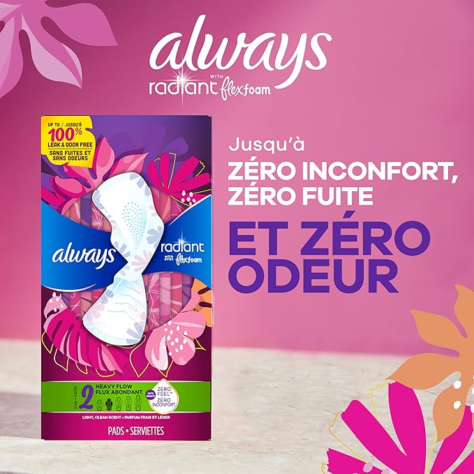 Always Infinity Feminine Pads for Women, Size 1 Regular, with Wings, unscented, 108ct
