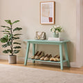 KB Designs - Contemporary Rectangle Storage Bench with Streamlined Design Polished Bottom Shelf for Books Shoes and Magazines Versatile Seating and Entryway Organization - Glacier