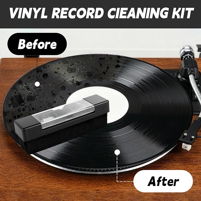 8-in-1 Vinyl Record Cleaning Kit with Acrylic Turntable Mat,Velvet Brush,Anti-Static Record Brush,Nano Fiber Brush,Stylus Brush,Cleaning Cloth for LP Albums