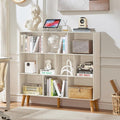 LEYAOYAO 10 Cube Bookshelf,Mid-Century Modern Bookcase with Legs,Light Grey | 3 Tier Book Shelf,Rustic Wood Bookshelves Freestanding Large Storage Organizer, Open Shelves for Bedroom, Living Room, Office