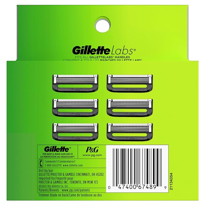 Gillette Labs Razor Blade Shaving Refills for Men, 6 count