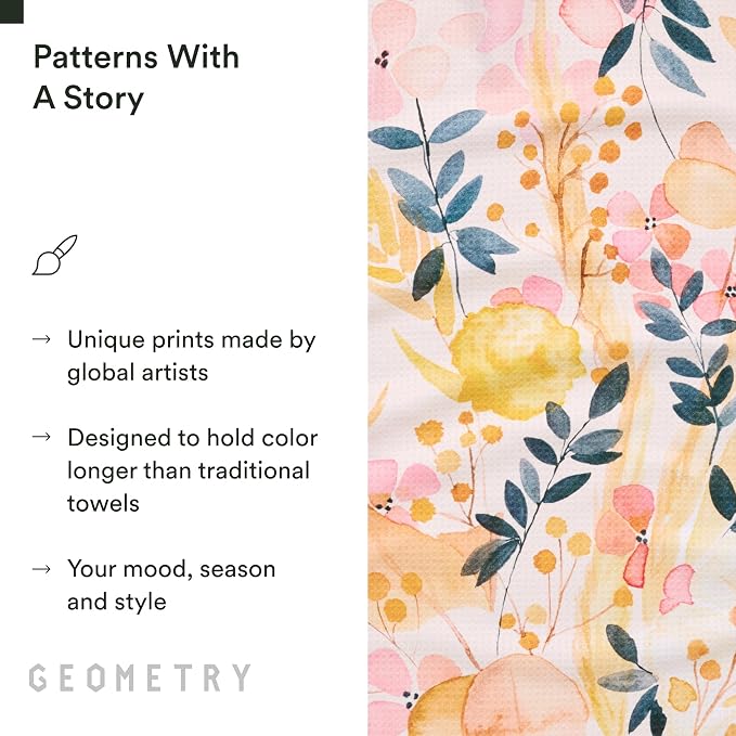 GEOMETRY Kitchen Tea Towels - Quick Dry Microfiber Dish Towels for Kitchen Sleepy Fields, 18" x 30" 1 Pack