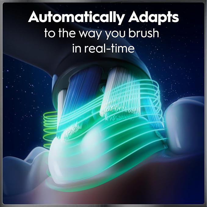 Oral-B Rechargeable Electric Toothbrush, iO10 Ultimate Clean, 7 Cleaning Modes, Interactive Display, iSense Charger, Charging Travel Case, 4 Brush Heads, Rechargeable Toothbrush, Black