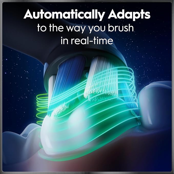 Oral-B Rechargeable Electric Toothbrush, iO9 Limited Ultimate Clean, 7 Cleaning Modes, Interactive Display, iSense Charger, Charging Travel Case, Visible Pressure Sensor, 3 Brush Heads, Black