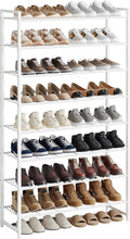 Nunsino Shoe Rack for Closet, Metal Shoe Organizer, 8 Tier Garage Shoe Rack Max Holds 40 Pairs,Shoe Storage Shelf,Entryway, White