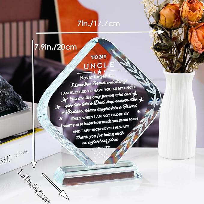 Uncle Gifts from Niece Nephew Meaningful Crystal Gifts for Uncle on Fathers Day Christmas Thanksgiving Day Birthday Presents Idea for Uncle Best Uncle Ever Gifts