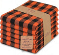 Urban Villa Halloween Kitchen Towels Set of 6 Dish Towels Size 20''x30'' Buffalo Checks Orange/Black 100% Cotton Highly Absorbent Quick Drying Dish Cloths & Dish Towels with Hanging Loop Tea Towels