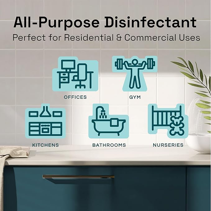 Clean Republic Good Salt Home Multi-Purpose Disinfectant Starter and Refill System, Everyday Surface Spray 32 oz and 1 Gallon Refill, Ideal for Home and Workspaces, Continuous Cleaning Action
