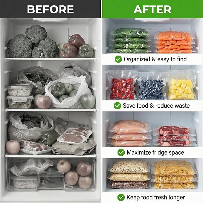 Food Sealer Vacuum Sealer Machine with 30 Bags, Built-In Cutter, 6-in-1 | Automatic, Compact Wet & Dry Food Saver Vacuum Sealers for Meat, Seal a Meal, Freezer Food Storage