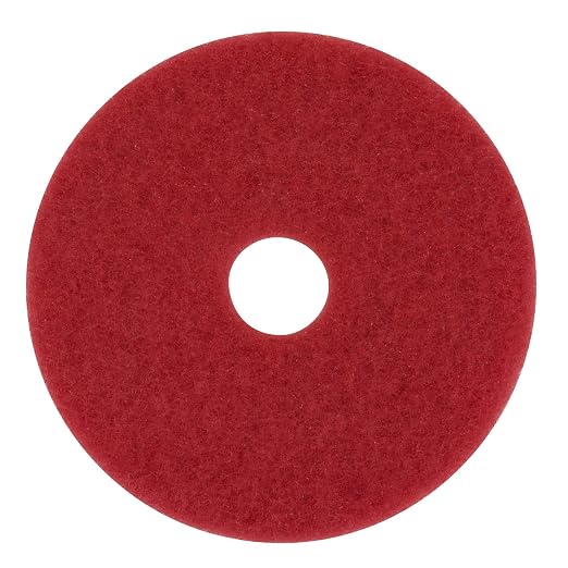 3M Buffer Floor Pad 5100, Red, 20", 5/Case | Removes Soil, Scratches, Scuff Marks, and Black Shoe Heel Marks