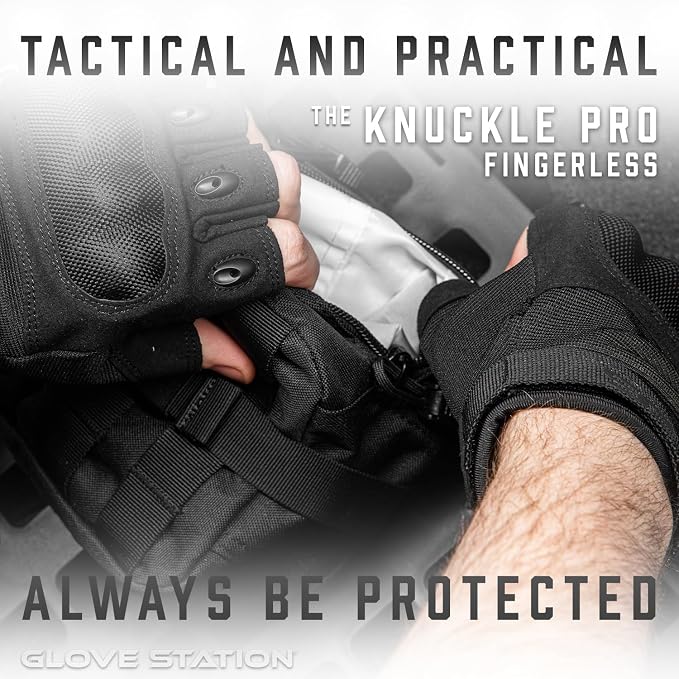 Glove Station Fingerless Knuckle Motorcycle Gloves, TACHK200 | Motorcycle Gloves for