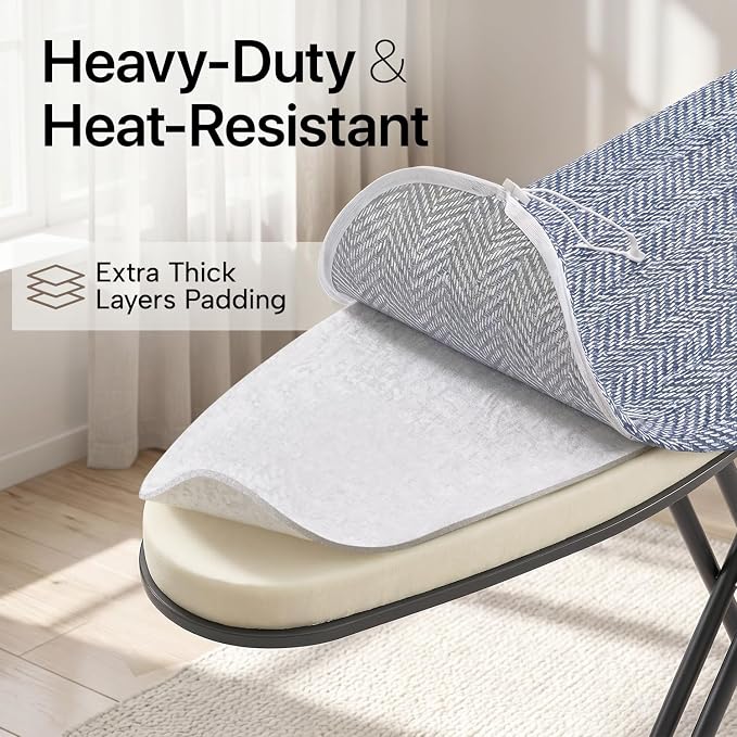 Ironing Board Full Size, Heavy Duty Height Adjustable Iron Rest, Cover Pad