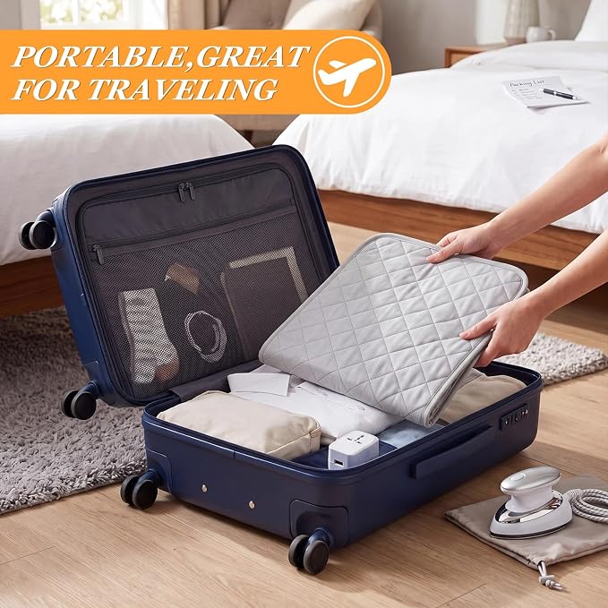 Tegeme 12 x 20 Inch Ironing Mat, Heat Resistant Foldable Iron Board Pad | For Tabletop & Countertop, Large Quilted Cotton Surface, Thick Heat Resistant Padding, Foldable Design, Home & Travel Use