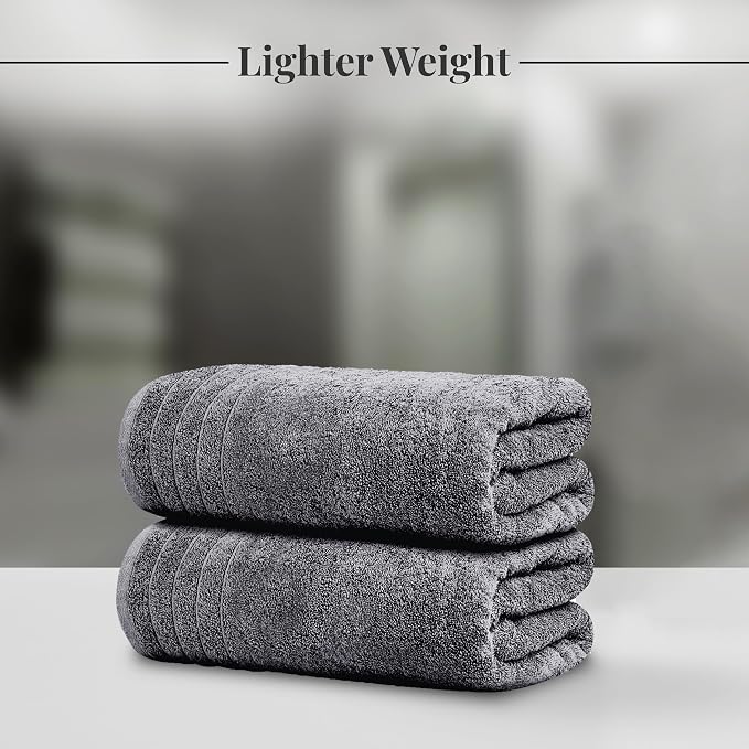Tens Towels 8 Piece Towel Set, 2 XL Bath, 2 Hand, 4 Washcloth, Dark Grey | 100% Cotton, Lighter Weight, Quicker to Dry, Super Absorbent, Perfect for Bathroom
