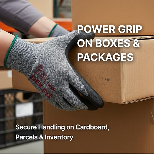 DEX FIT FN330 Nitrile Work Gloves with Grip - 3 Pairs, 3D-Comfort Fit, Thin & Lightweight, for Men & Women, Touchscreen Compatible, Durable, Breathable, Non Slip, Reusable & Washable; Grey XS (6)