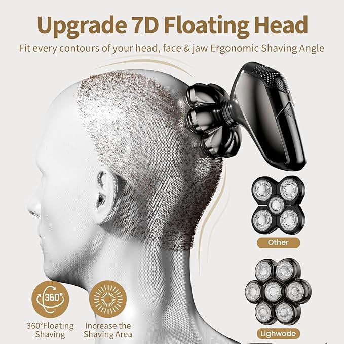 SHPAVVER Head Shavers for Bald Men: 5-in-1 Upgraded Electric Razor - IPX7 Waterproof Shaving Grooming Kit for Balder - Turbo Speed & Precision Blades Valentine's Day (Ink Black)