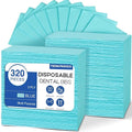 320 Pack Disposable Dental Bibs 13"x18", 3-Ply Waterproof Tattoo Bibs Sheet for Nail Salon, Dental Clinic, Feeding, Tattoo Shop (Blue)