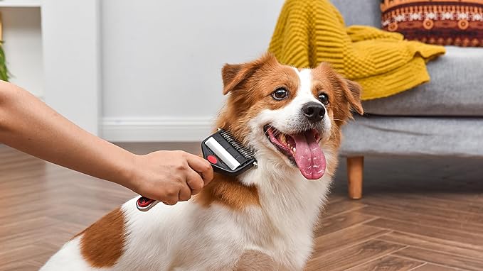 CHI for Dogs 2 in 1 Dematting and Deshedding Rake, Dual Head Dog Grooming Tool with Wide Tooth Dematting Rake and Fine Deshedding Rake, Detangler Comb for Thick Double and Long Dog Coat