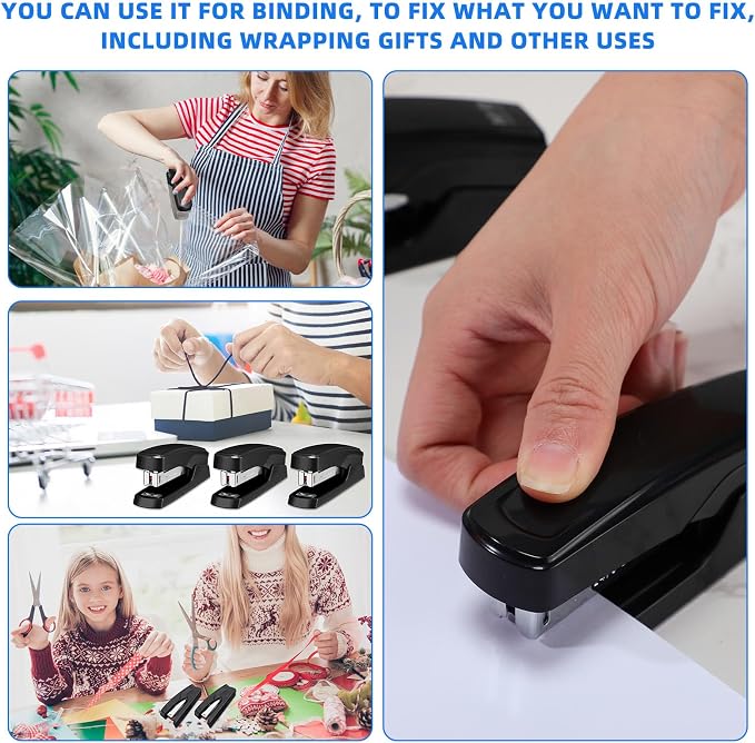 Desktop Stapler School College Office Supplies Portable Durable Staplers for Desk Accessories Heavy Duty Stapler with 25 Sheet Capacity for Home Classroom Office Teacher (Black, 30 Pcs)