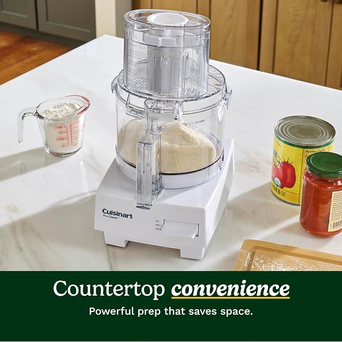 Cuisinart 7-Cup Pro Classic Food Processor, 600-Watt Motor, Vegetable Chopper & Blender for Mincing, Dicing, Shredding, Puree & Kneading Dough, DLC-10SYP1, White | 600W Motor, Extra-Large Feed Tube, 4mm Stainless Slicing and Shredding Discs, Chopping B...