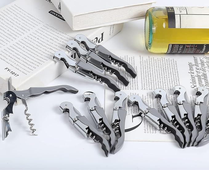 RECUTMS 12 Pack Wine Opener,Waiter Corkscrew Wine Key for Servers（Gray） | Heavy Duty Stainless Steel Fold Beer or Bottle Opener Serrated Foil Cutter,Perfect for Bars,Restaurants,Family,Company Party