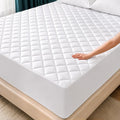 Quilted Fitted Mattress Pad, Short Queen Mattress Protector Topper with Deep Pocket Stretches up to 16 Inches, Machine Washable Mattress Cover by Utopia Bedding (White)