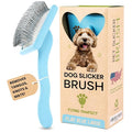 Slicker Brush for Dogs - Long Pin for Poodles, Doodles & Long Haired Dogs, Deshedding & Dematting Tool, Slicker Dog Brushes for Grooming (Baby Blue, Flat Large)