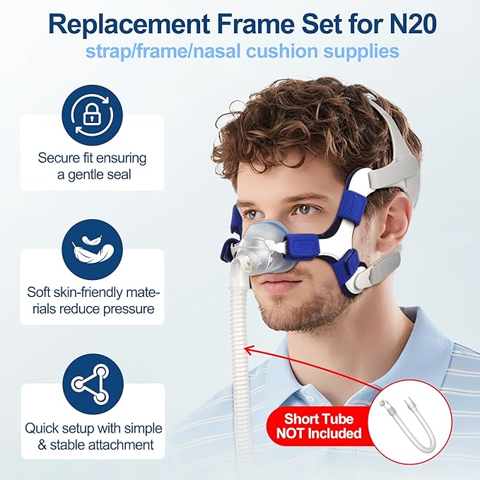 Upgraded Supplies for Airfit N20, Includes Head Strap, Frame, Nasal Cushion(S), Softer Touching for Airtouch N20 Users, Secure Seal & Enhanced Comfort CPAP Supplies by MEDICOLOR, Small